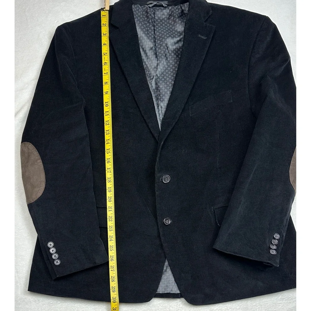 Lauren Ralph Lauren Men Black Corduroy Sport‎ Coat Blazer Elbow Patches Size XL